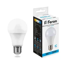 Лампа светодиодная 10Вт Е27 6400К 230В матовый А60 Feron LB-92 25459